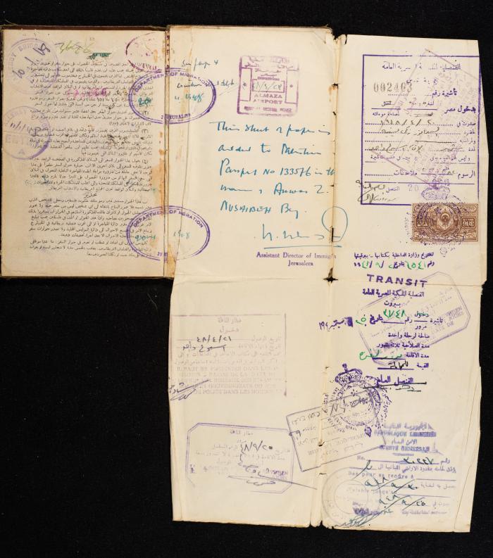 Anwar Nusseibeh's Passport, the Mandate Government of Palestine, 2 November 1940