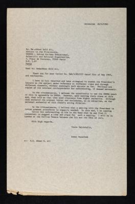 A Letter from Anwar Nusseibeh to Bekaddour Ould Ali, Jerusalem, 26 June 1985