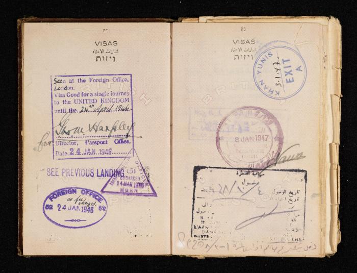 Anwar Nusseibeh's Passport, the Mandate Government of Palestine, 2 November 1940