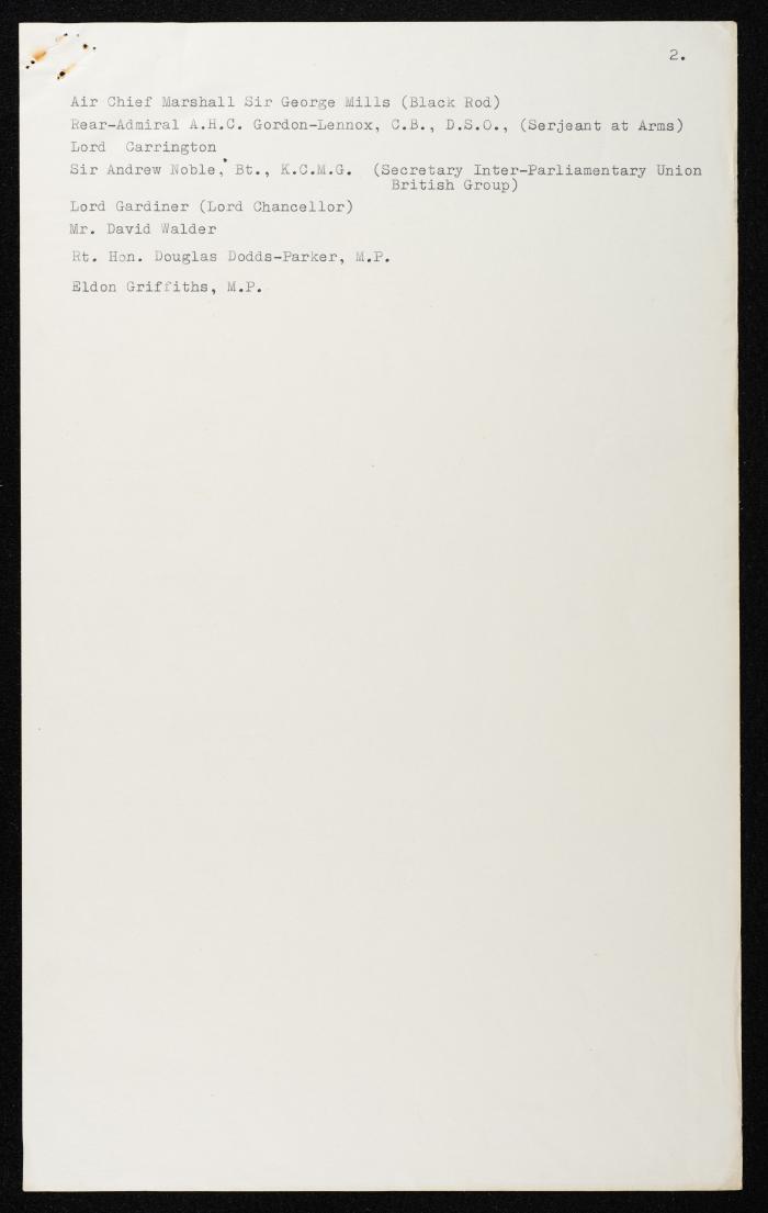 Members Attending the Reception of Hussein bin Talal in the UK, 20 July 1966