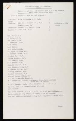Members Attending the Reception of Hussein bin Talal in the UK, 20 July 1966