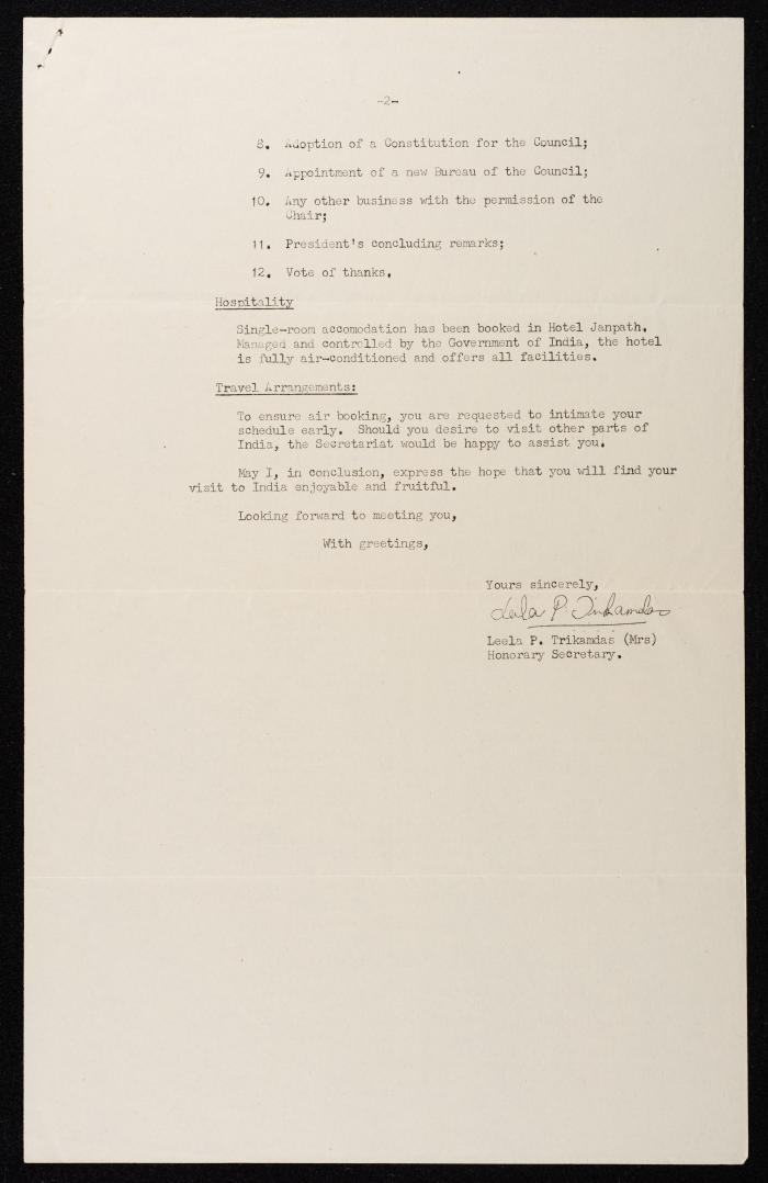 A Letter from the Honorary Secretary of the Afro-Asian Council to Anwar Nusseibeh, 9 August 1961