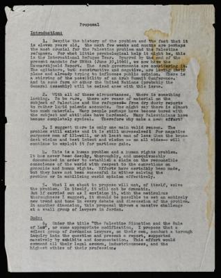 "The Palestine Situation and the Rule of Law", a Proposal to a Study on the Situation of Palestinian Refugees
