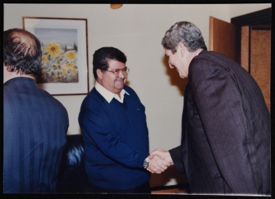 Dr. Samir Ghaushe with the Turkish President Turgut Ozal during the Islamic Summit Conference