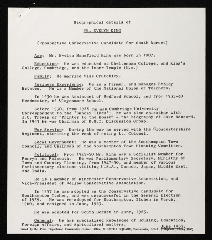 Members Attending the Reception of Hussein bin Talal in the UK, 20 July 1966