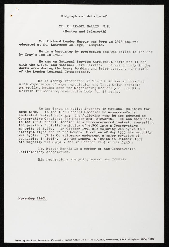 Members Attending the Reception of Hussein bin Talal in the UK, 20 July 1966