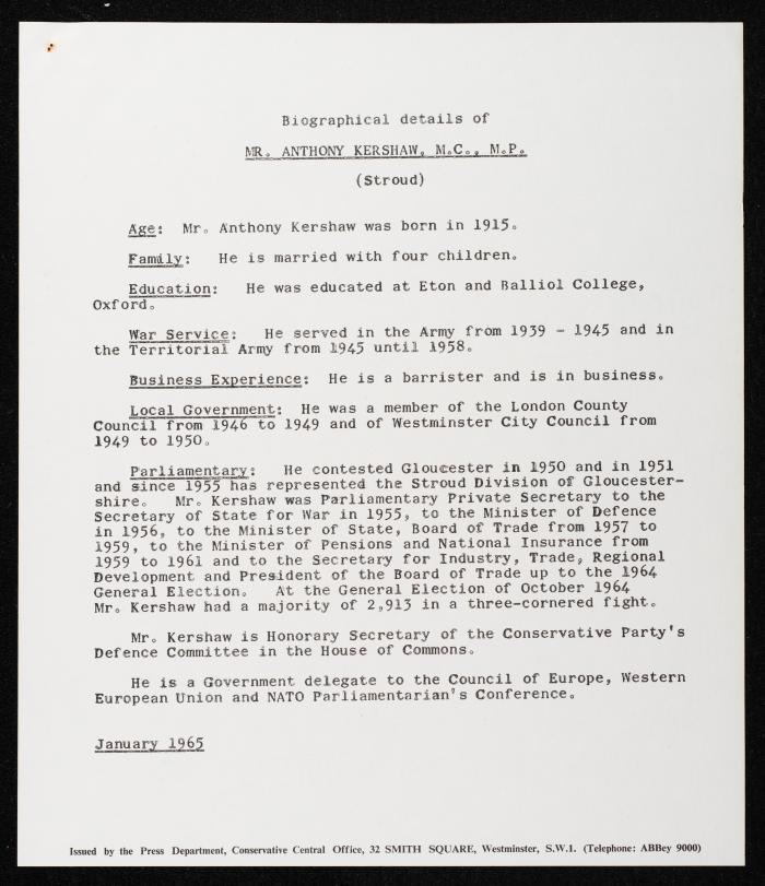 Members Attending the Reception of Hussein bin Talal in the UK, 20 July 1966