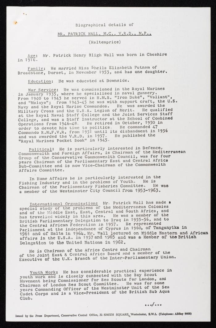 Members Attending the Reception of Hussein bin Talal in the UK, 20 July 1966