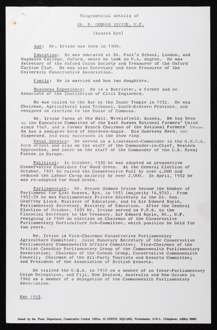 Members Attending the Reception of Hussein bin Talal in the UK, 20 July 1966