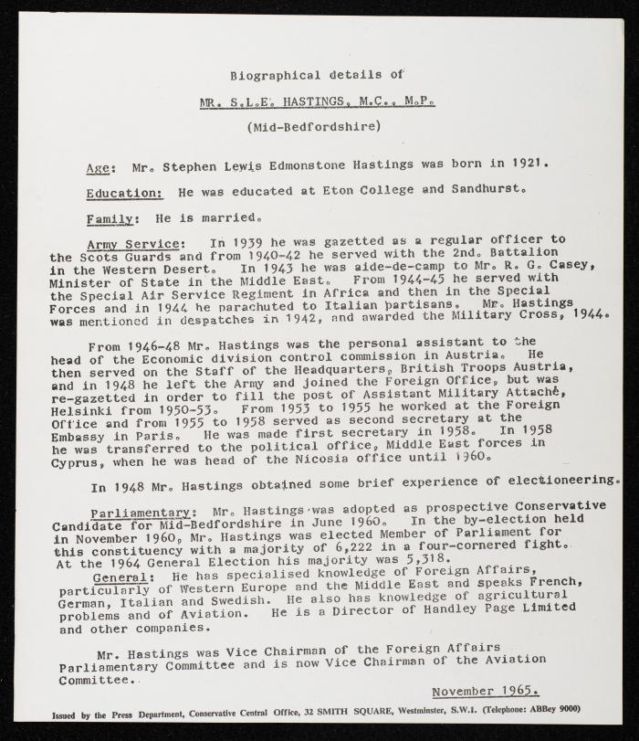 Members Attending the Reception of Hussein bin Talal in the UK, 20 July 1966