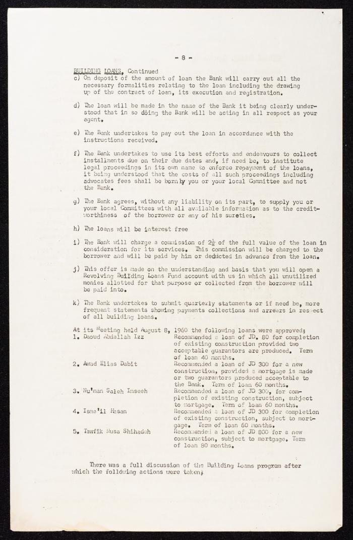 Meeting Minutes of the Committee for Refugee Work of the Near East Christian Council, Jerusalem, 10 August 1960