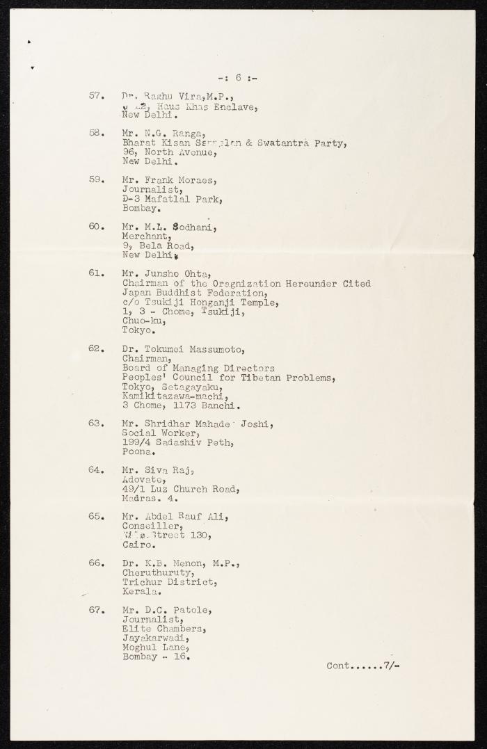 List of the Delegates, Their Names and Addresses 
