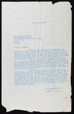 رسالة من أنور نسيبة إلى مدير مكتب الشرق الأوسط لخطوط طيران "بان أمريكان العالمية"، 1961 