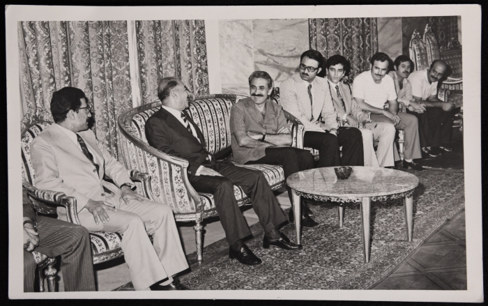 الدكتور سمير غوشة برفقة الوفد الفلسطيني في زيارة الرئيس عبد السلام عارف في بغداد