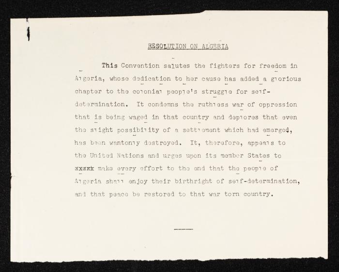 Resolution of the Afro-Asian Council on Algeria