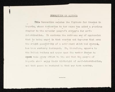 Resolution of the Afro-Asian Council on Algeria