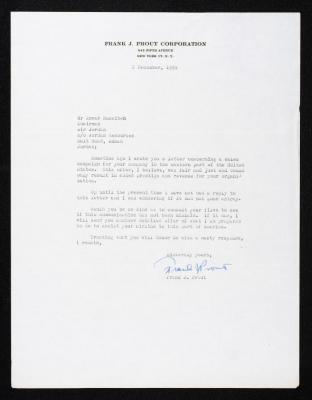 A Letter from Frank Prout to Anwar Nusseibeh, New York, 2 December 1959
