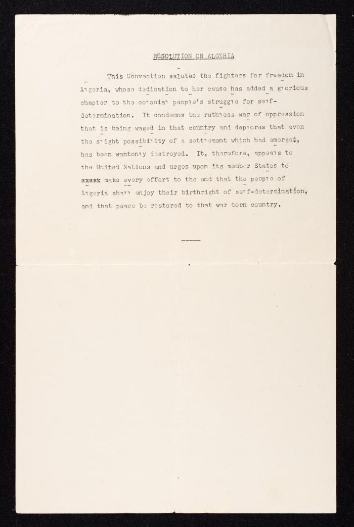 Resolution of the Afro-Asian Council on Algeria