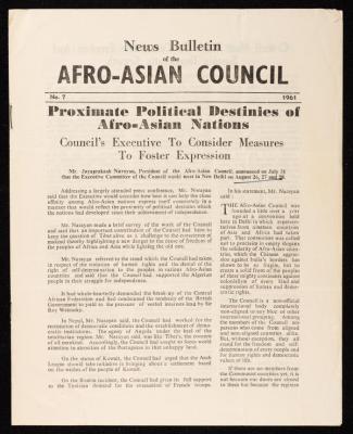 نشرة إخبارية صادرة عن المجلس الأفرو آسيوي، الهند، 1961