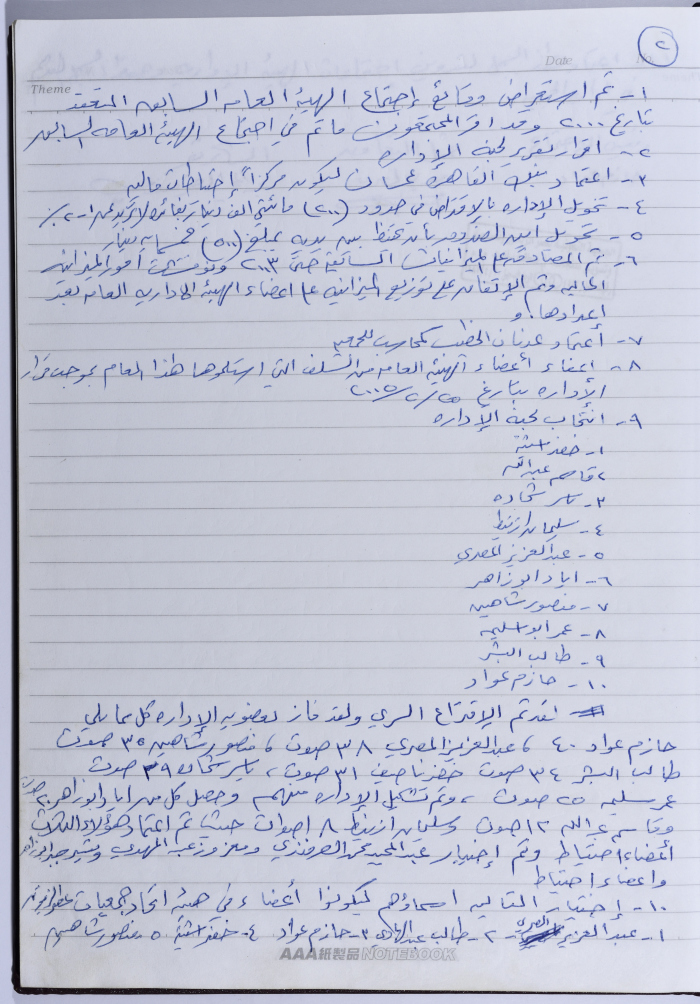 محضر اجتماع للهيئة العامة للجمعية التعاونية لعصر الزيتون في سلفيت، 20 نيسان 2005