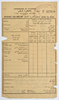 A tax receipt issued in 1945
