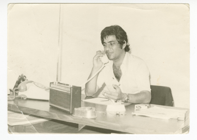 An employee of the Voice of Palestine Radio in Beirut