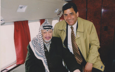 Nabil Amr with Late Palestinian President Yaser ʿarafat on board