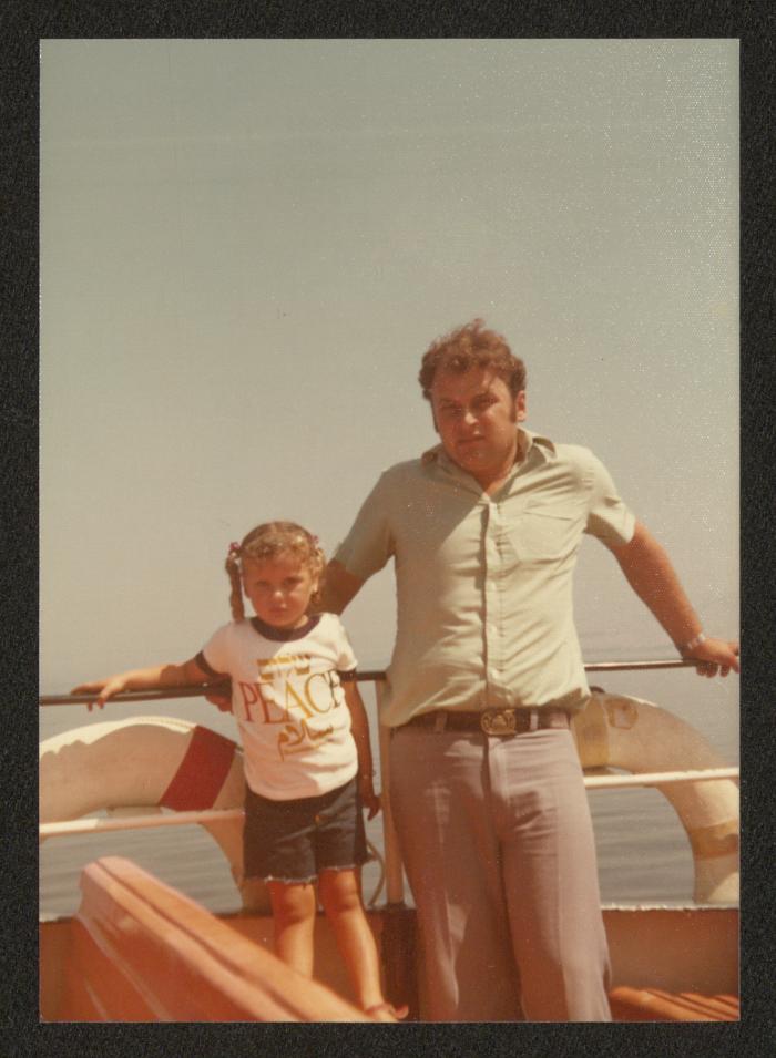 Shareef Masarwa with His Daughter Taghreed In The Acre port, 1980
