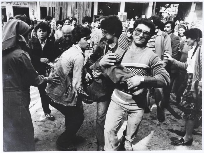 A Group of Paramedics while transferring one of the injuries during the war on Lebanon 1982 