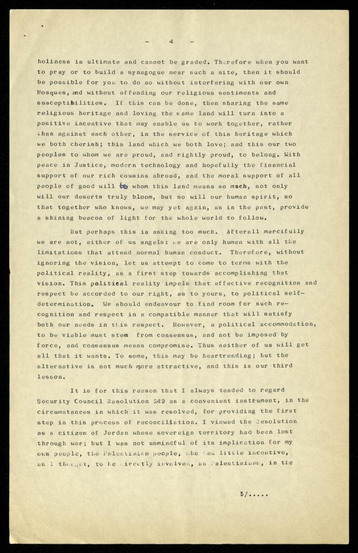 مسودة خطاب لأنور نسيبة، 7 حزيران 1977