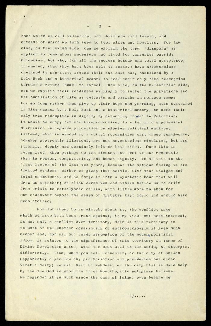 مسودة خطاب لأنور نسيبة، 7 حزيران 1977