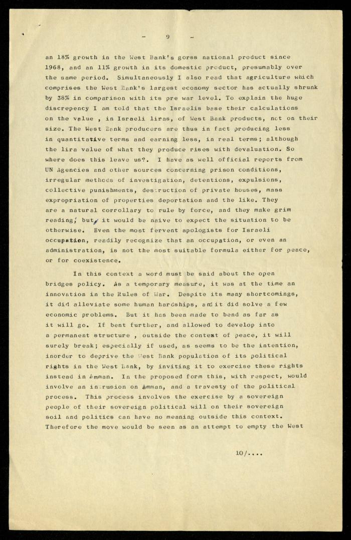 مسودة خطاب لأنور نسيبة، 7 حزيران 1977