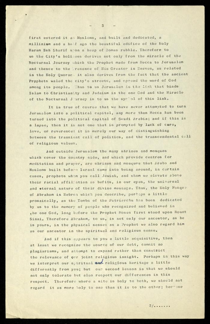 مسودة خطاب لأنور نسيبة، 7 حزيران 1977