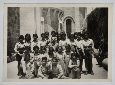 Ibrahim Ashrawi with his colleagues at school