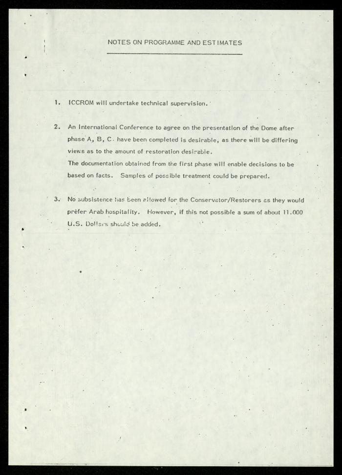 A Report on the Dome of al-Aqsa Mosque Addressed to Anwar Nusseibeh, 3 April 1979