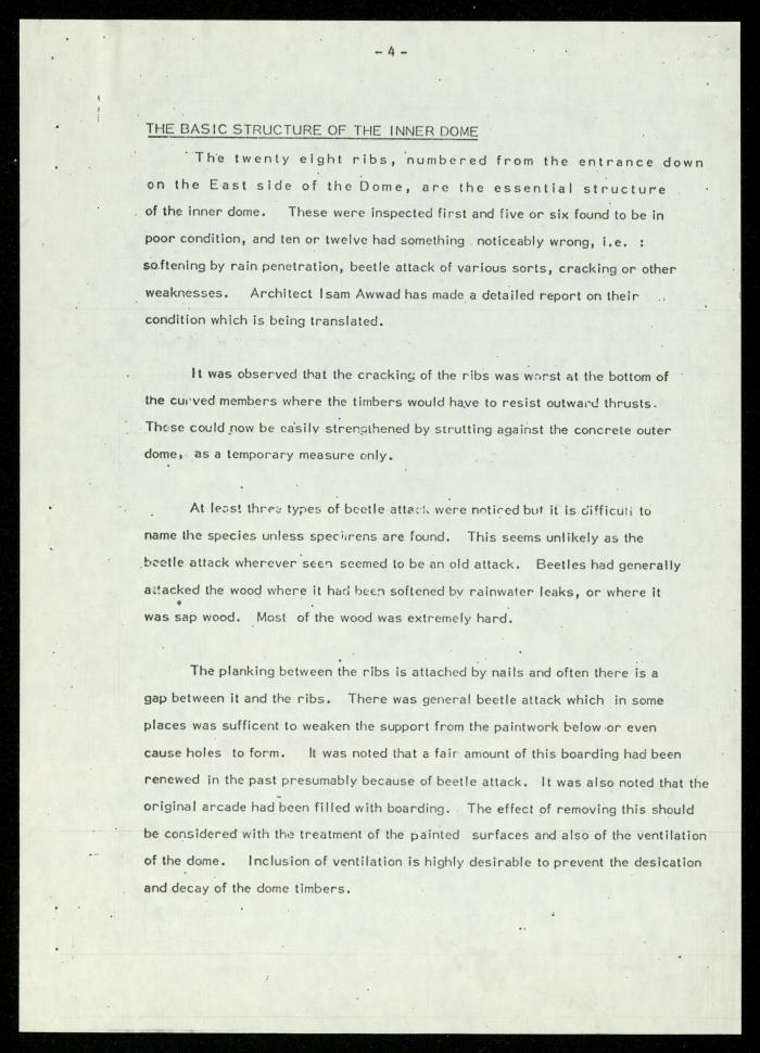 A Report on the Dome of al-Aqsa Mosque Addressed to Anwar Nusseibeh, 3 April 1979