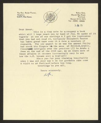A Letter from Reverend Ralph Poston to Anwar Nusseibeh, 3 August 1975