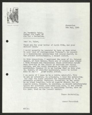 A Letter from Anwar Nusseibeh to Berthold Wyler, Jerusalem, 5 May 1980