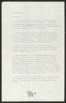 Draft Speech by Anwar Nusseibeh, Jerusalem, 24 October 1983