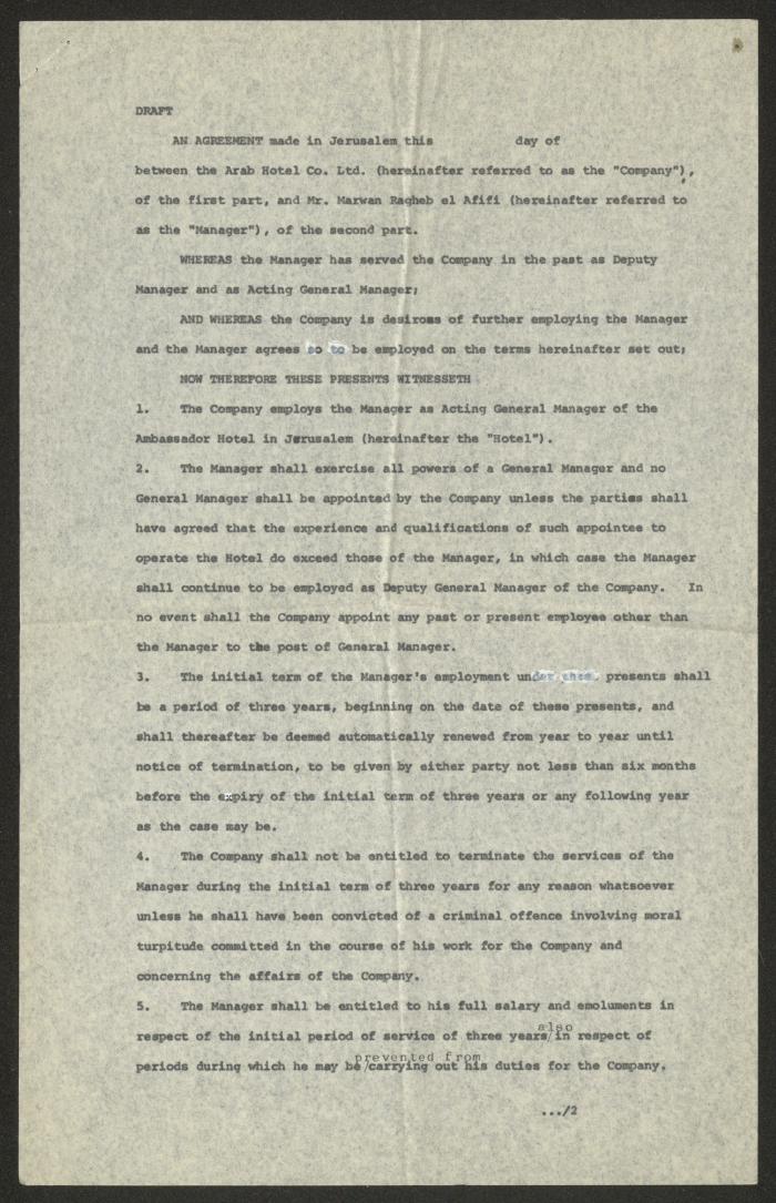 A Letter from Spaer, Sitton and Co. to Jawad Bolous, Jerusalem, 9 December 1985