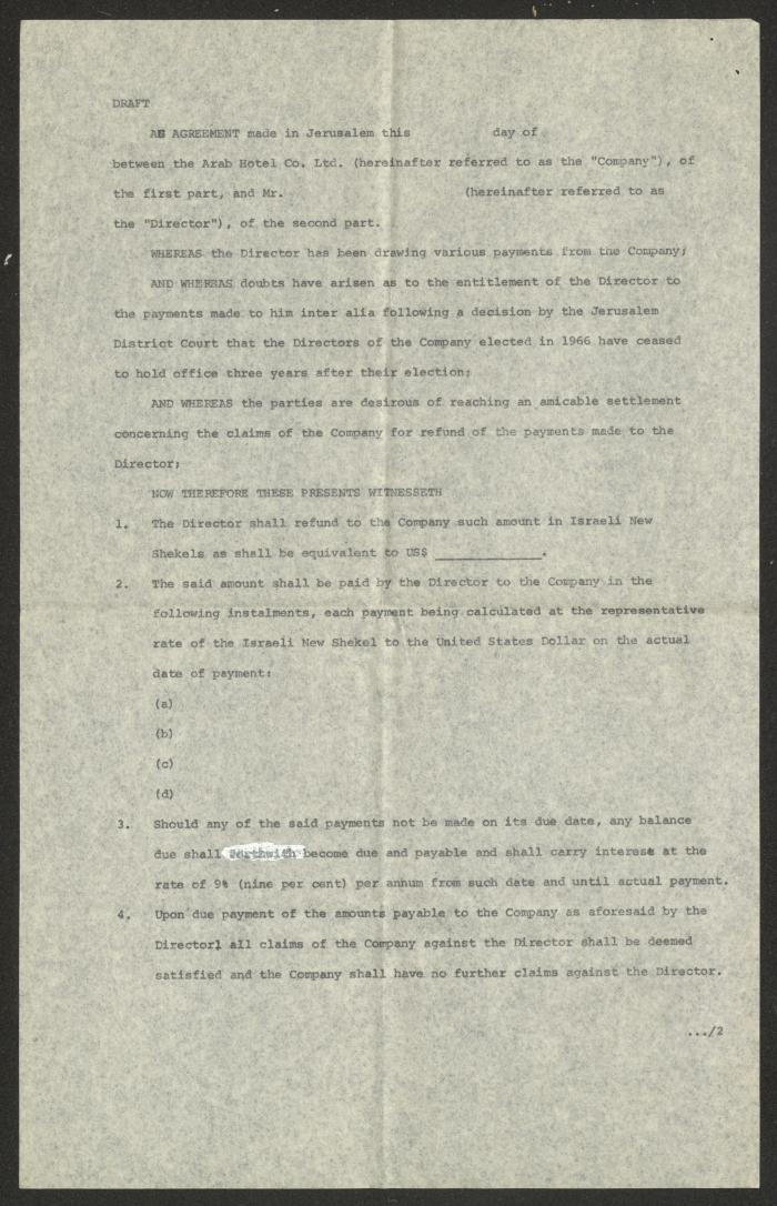 مُسَوَّدات لاتفاقياتٍ قانونية، القدس 