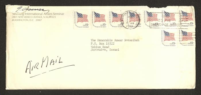 A Letter from George Assousa to Anwar Nusseibeh, 26 January 1981