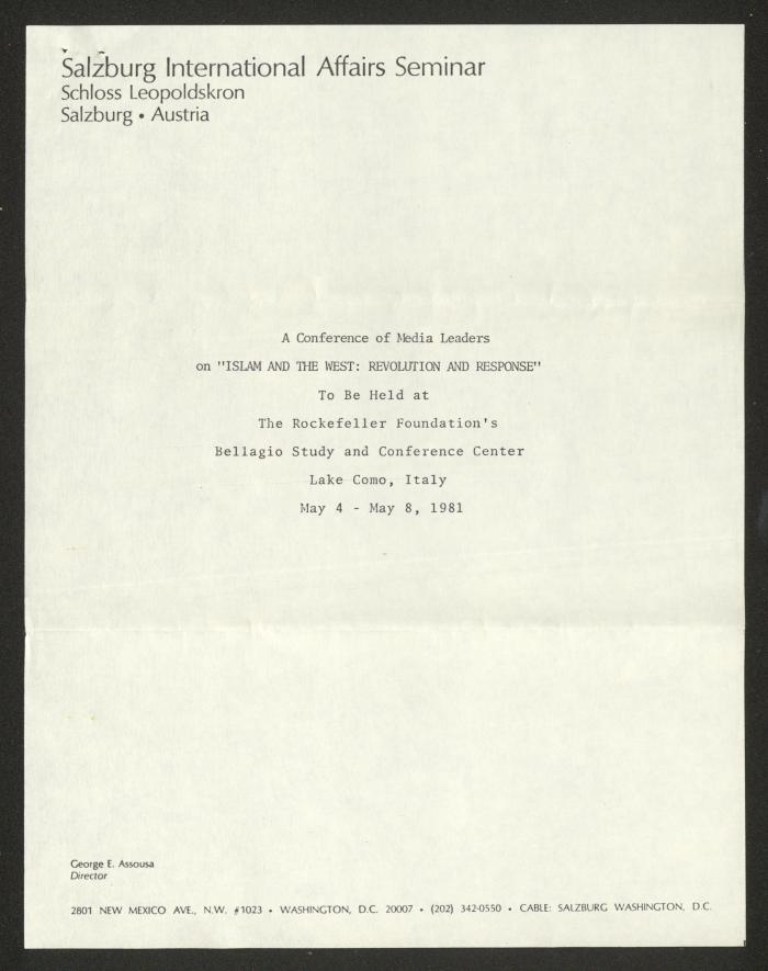 A Letter from George Assousa to Anwar Nusseibeh, 26 January 1981