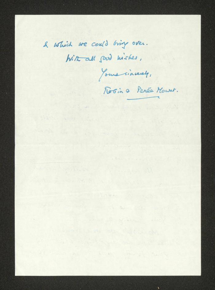 A Letter from Robin and Renee Mowat to Anwar Nusseibeh, Oxford, 5 February 1981