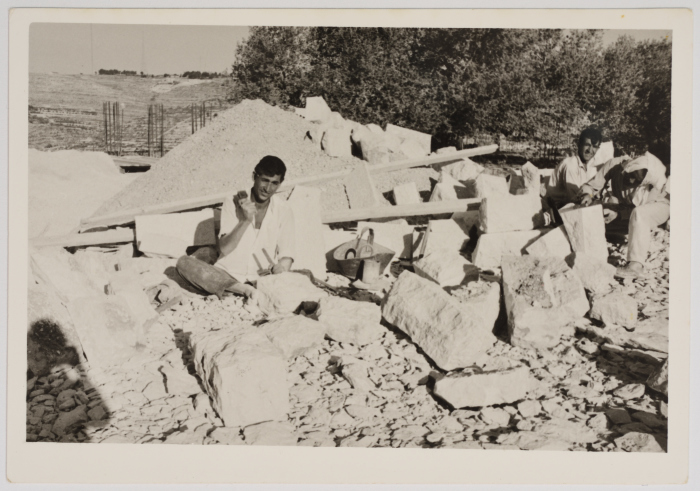 A Worker Shaping Stones for the Construction of the Current Building of the Evangelical Home and School in Ramallah