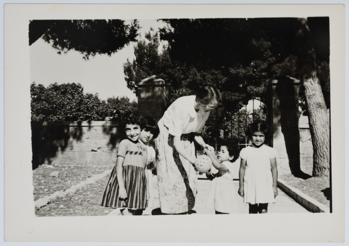 Gladys Thomas Plays with Girls from the Evangelical Home and School in Ramallah
