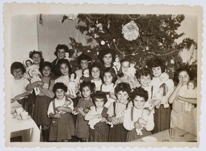 Children Holding their Dolls at the Evangelical Home and School in Ramallah on Christmas 
