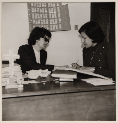 Frini Witter and Samira Naṣer at the Evangelical Home and School in Ramallah
