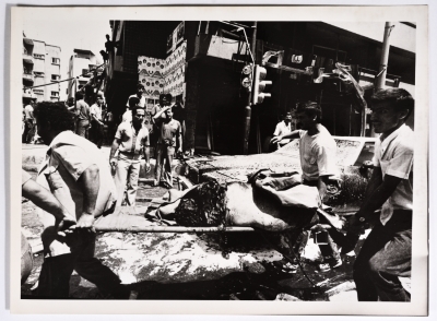 Transferring a Shaheed Killed by Bombings During the War of the Camps in Karakol Druze, Beirut