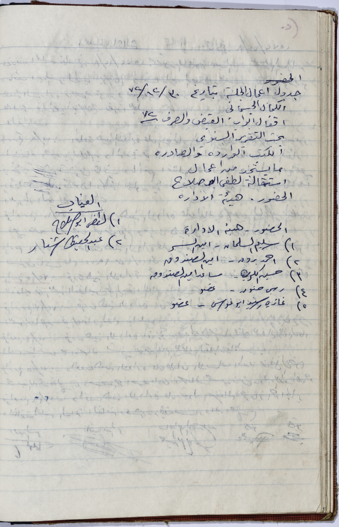 محضر اجتماع الهيئة الإدارية لنقابة عمال المؤسسات العامة، طولكرم، 30 كانون الأول 1972